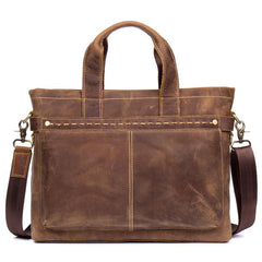 Casual Brown Leather 15 inches Laptop Briefcase Work Side Bag Work Handbag for Men