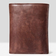 Handmade Mens Cool billfold Leather Wallet Men Small Slim Wallets Trifold for Men