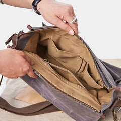 Mens Canvas Gray Cool Side Bag Messenger Bag Canvas Shoulder Bag for Men