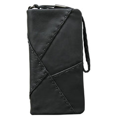 Black Leather Mens Women's Business Clutch Bag Long Wallet For Men