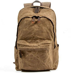 Waxed Canvas Mens Large College 14'' Computer Black Backpack Travel Backpack for Men