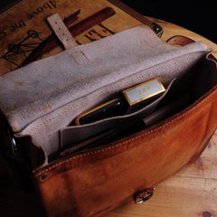 Handmade Vintage Brown Leather Mens Messenger Bag Shoulder Bag for Men