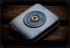 Handmade Leather Tibetan Mens billfold Wallet Cool Chain Wallets Biker Wallet for Men