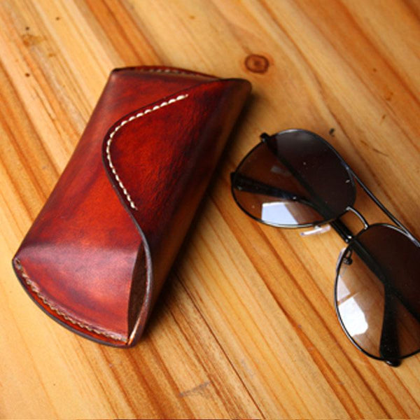 Handmade Mens Cool Leather Glasses Case Glasses Box Glasses Holder Eyeglass Case