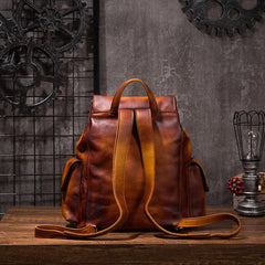 Vintage Mens Leather School Backpack Travel Backpack Leather Hiking Backpack for Men