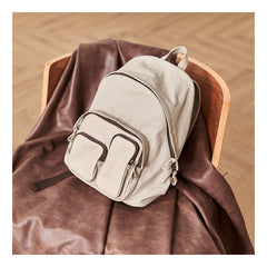 Cool Red Canvas Leather Mens Womens Backpack Canvas Brown Travel Canvas Backpack School Backpack for Women