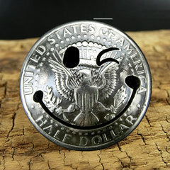 50 Cents Wallet Conchos Coin Emoji Happy Conchos Button Conchos Screw Back Decorate Concho Emoji Coin Cent Biker Wallet Concho Wallet Conchos