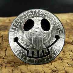 50 Cents Wallet Conchos Coin Emoji Skull Conchos Button Conchos Screw Back Decorate Concho Emoji Coin Cent Biker Wallet Concho Wallet Conchos