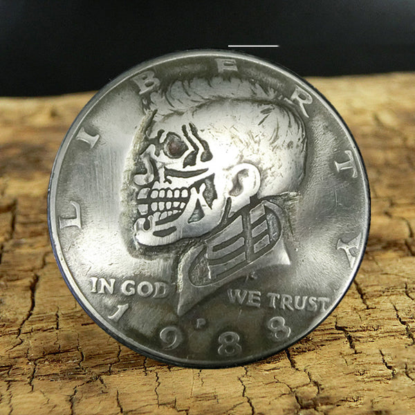 50 Cents Wallet Conchos Coin Skull Conchos Button Conchos Screw Back Decorate Concho Emoji Skull Cent Biker Wallet Concho Wallet Conchos
