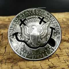50 Cents Wallet Conchos Coin Emoji Skull Conchos Button Conchos Screw Back Decorate Concho Emoji Coin Cent Biker Wallet Concho Wallet Conchos