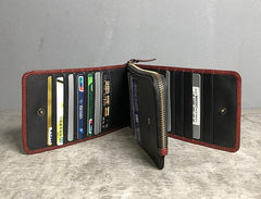 Genuine Leather Mens Cool Long Leather Wallet Cards Phone Zipper Clutch Wristlet Wallet for Men