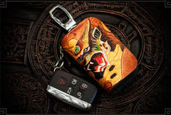 Handmade Leather Tooled Mens Cool Car Key Wallet Car Key Holder Car Key Case for Men
