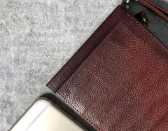 Genuine Leather Mens Cool Long Leather Wallet Cards Phone Zipper Clutch Wristlet Wallet for Men