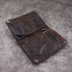 Brown Leather Men Billfold Wallet Leather Black Vertical Bifold Wallet with Coin Pocket For Men