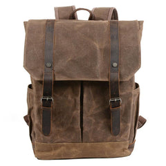 Waxed Canvas Leather Mens Backpacks Canvas Travel Backpack Canvas School Backpack for Men