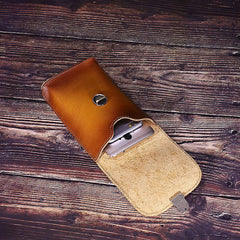 Tan Leather Cell Phone Holster Mens Belt Pouches Waist Bags BELT BAG Mini Holster For Men
