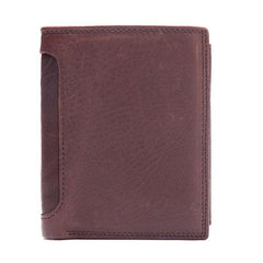 Vintage Brown Mens Leather Small Wallet Trifold Brown billfold Wallet for Men