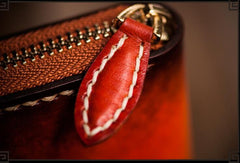 Handmade Leather Mens Cool Long Leather Wallets Zipper Clutch Wallet for Men