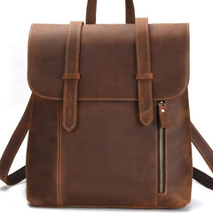 Cool Brown Leather Mens Backpack School Backpack Satchel Backpack for Men