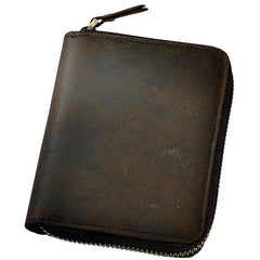 Cool Leather Mens Zipper Small Wallet Front Pocket Wallet for Men
