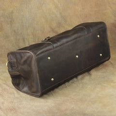 Vintage Leather Men's Coffee Overnight Bag Large Weekender Bag Travel Bag For Men