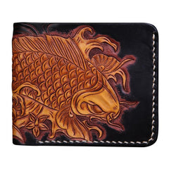 Handmade Leather Carp Mens billfold Wallet Cool Leather Wallet Slim Wallet for Men
