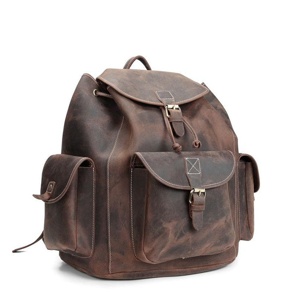 Cool Leather Mens School Backpack Vintage Travel Backpack Satchel Backpack for Men