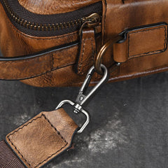Vintage Brown Leather Men's Small Side Bag Vertical Business Handbag Black Courier Bag For Men