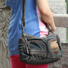 Blue Denim Mens Womens Side Bag Courier Bag Blue Jean Messenger Bag For Women