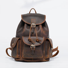 Vintage Mens Leather School Backpacks Satchel Backpack Leather Travel Backpack for Men
