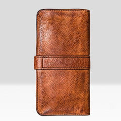 Handmade Leather Mens Cool Long Leather Wallet Bifold Clutch Wallet for Men - iChainWallets