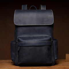 Brown Casual Mens Leather 15inches Computer Backpacks Black Travel Backpack College Backpacks for men