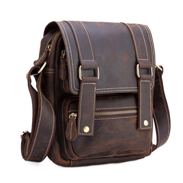 Cool Leather Vintage Mens Brown Small Side Bag Small Shoulder Bags For Men