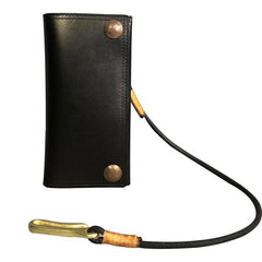Handmade Leather Mens Cool Long Leather Wallet Biker Wallet Clutch Wallet for Men