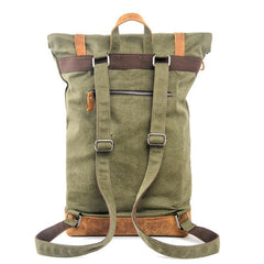 Cool Canvas Leather Mens Large Waterproof Green Backpack Travel Backpack Black Computer Backpack for Men