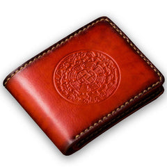 Handmade Leather Tibetan Tooled Mens billfold Wallet Cool Leather Wallet Slim Wallet for Men