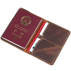 Mens Slim Leather Passport Wallet Bifold Long Passport Wallet Travel Wallet For Men