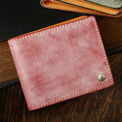 Casual Handmade Mens Black billfold Wallet Red Bifold Card Wallet Small Wallet For Men