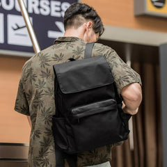 Fashion Black Mens Nylon Backpack Travel Backpacks 15‘’ Laptop Backpack College Bag for men