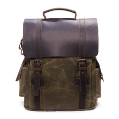 Cool Waxed Canvas Leather Mens Backpacks Canvas Travel Backpacks Canvas School Backpack for Men