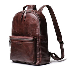 Cool Brown Leather Men's 15'' Laptop Backpack School Backpack Travel Backpack For Men