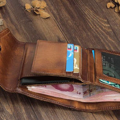 Handmade Mens Cool billfold Leather Wallet Men Small Envelope Wallets Bifold for Men