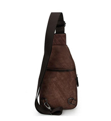 Brown Cool LEATHER MENS Sling Bag Chest Bag Khaki One Shoulder Bag For Men