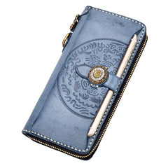 Handmade Leather Mens Chain Biker Wallet Cool Leather Wallet Long Phone Wallets for Men