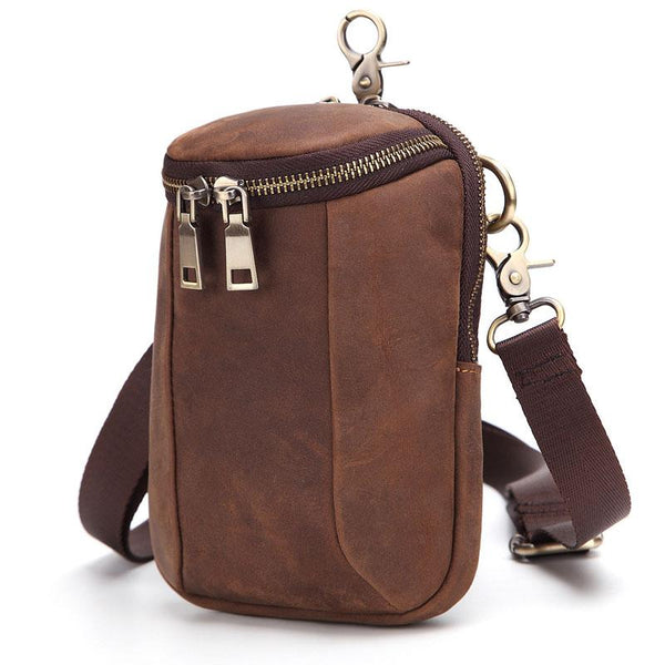 Cool Retro Mens Leather One Shoulder Backpack Chest Bag Sling Bags For Men