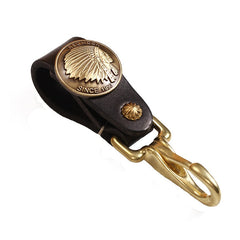 Handmade Leather Brass Keyrings With Belt Loop Indian Leather Keyrings Car KeyChain for Men