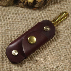 Brown Handmade Mens Leather Keyholders With Belt Hook Cool KeyChains Key Holders KeyRing for Men