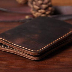 Handmade Leather Mens Cool Slim Leather Wallet Men Small Wallets Bifold for Men - iChainWallets