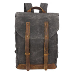 Casual Men's Waxed Canvas Brown School Travel Backpack Laptop Backpack For Men