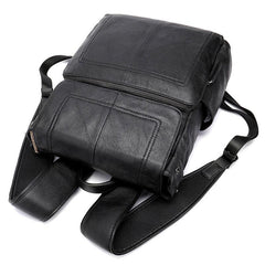 Cool Leather Mens Black Backpack for School Backpacks Travel Backpacks For Men